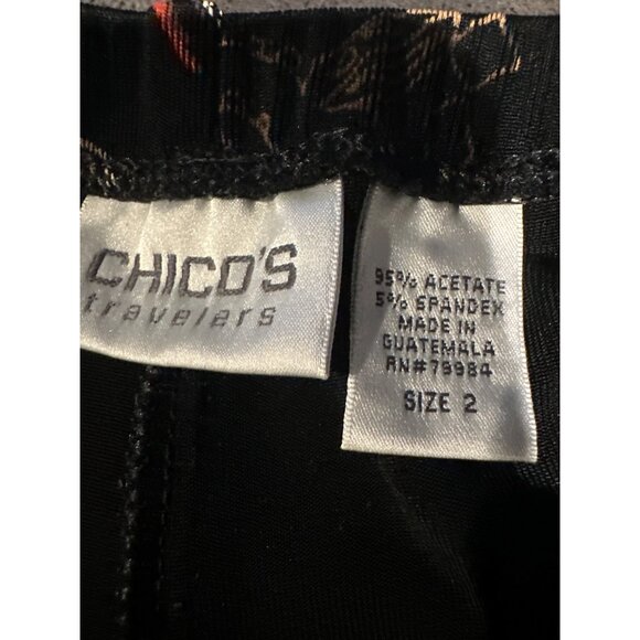 Chico’s Travelers Black Capri Pants Wide Leg Women’s Size 2 Y2K Aztec Fall cozy - Picture 7 of 8
